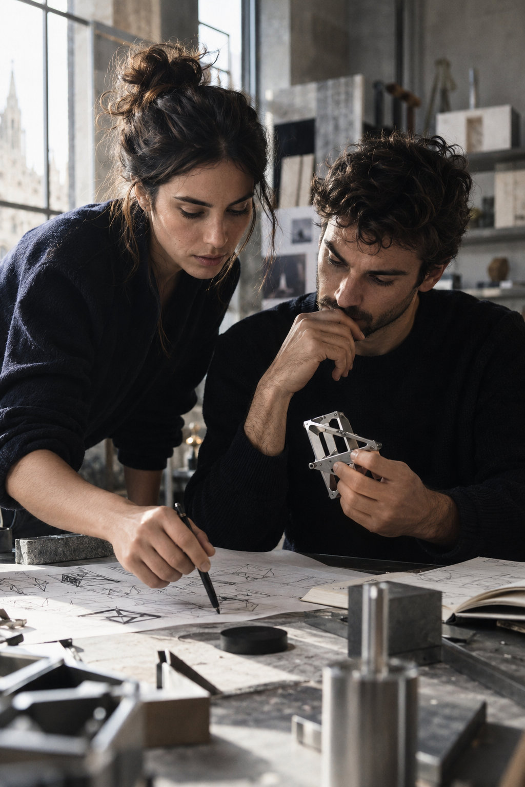 Dos emprendedores desarrollando un prototipo